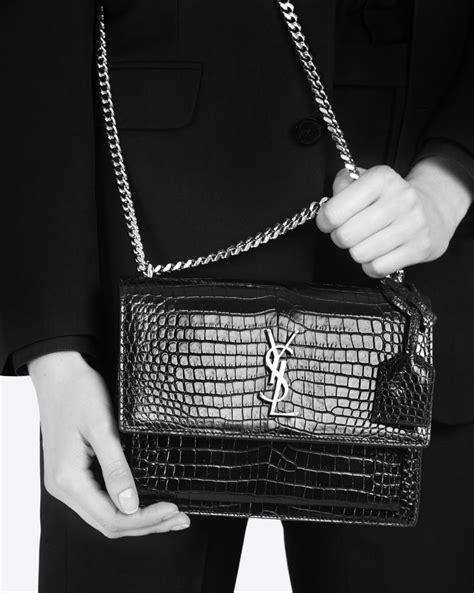 ysl sunset bag crocodile|ysl sunset medium chain bag.